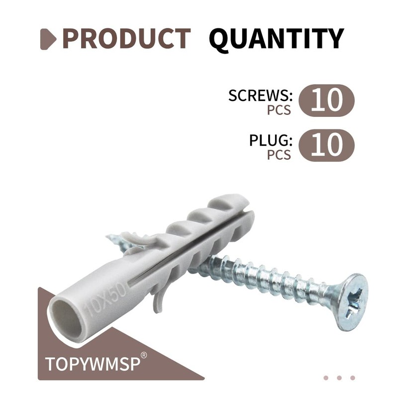 Screws and Wall Plugs Set(10pcs Screws and 10pcs Wall Plugs),Zinc