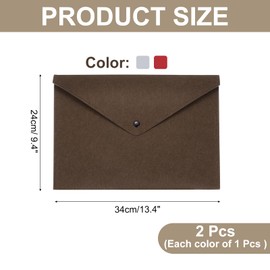 uxcell 2 Pcs Felt File Folders, A4 Envelope Folder File Document Storage Bag Portable File Folder Organizer Case with Button Closure for Office Business(Light Grey/Dark Brown)