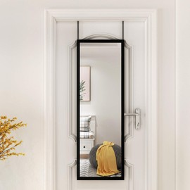 whitebeach Wall Mirror Full Length Door Mirror, Black Bedroom Mirror Full Body Mirror Over The Door Mirror Door Hanging Mirror 48“×16"