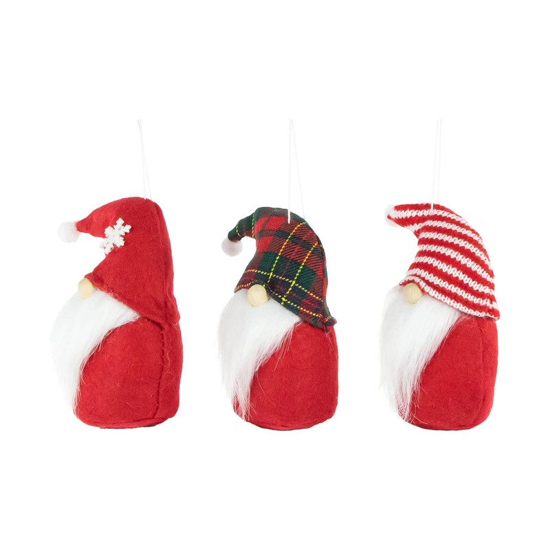 Northlight Set of 3 Gnomes Plush Christmas Figures, 4.5", Red