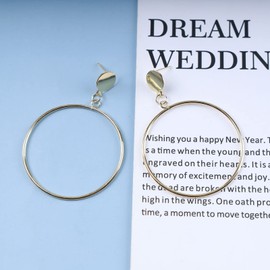 Inateannal Boho Exaggerated Circle Hoop Earrings Large Circle Dangle Hoop Earrings Geometric Round Circle Coin Stud Earrings Gold Open Circle Studs Earrings Jewelry for Women and Girls