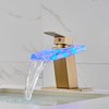 AVSIILE LED Bathroom Sink Faucet, Brushed Gold Waterfall Single Hole