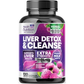 Gentle Liver Cleanse Detox & Repair Formula - Advanced Liver Support Supplement with Silymarin Milk Thistle, Dandelion Root, Artichoke Extract, Turmeric, Choline, & Beetroot - 120 Veggie Capsules