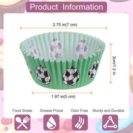 sourcing map 200 Count Cupcake Liners Soccer Cupcake Cups Standard Size Muffins Liners Papers Baking Cups Wrappers Greaseproof for Party Wedding Birthday