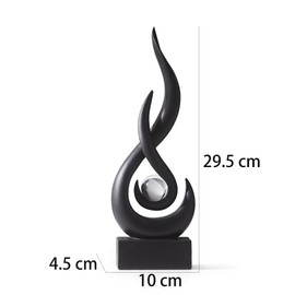 LNXMES Schwarze Flamme Skulpturen Dekor für Wohnzimmer, Moderne Minimalist Statue Home Dekoration für Esszimmer, Abstrakte Kunst Skulptur für Regal TV Stand Couchtisch Deko (Schwarz-29,5cm)