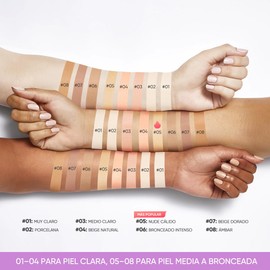 Minimeli Base de Maquillaje Cremosa Matte, Alta Cobertura, Larga Duración 12H, Resistente al Agua, FPS 30+, 7.5 g (05 NUDE CÁLIDO)