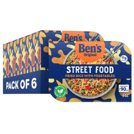 BEN'S ORIGINAL Street Food Fried Rice with Vegetables, Prepared Entrée, Microwavable Heat-&-Eat Bowl in 90 Seconds, 9 oz​ (Pack of 6)