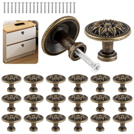 MIVIDE Pack of 20 Vintage Furniture Knobs, 30 mm, Antique Bronze Coloured Cabinet Knobs, Vintage Cabinet Handles, Round for Cupboard, Wardrobe, Furniture, Hardware