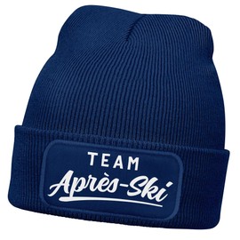 MoonWorks® Men's Beanie with Patch Knitted Hat with Saying Skiing Print Slope Caterpillar Funny Hat Men, darkblue