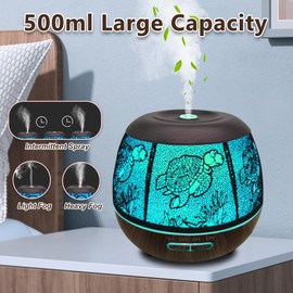 Essential Oil Diffuser for Home,500ML Aromatherapy Diffusers for Essential Oils Large Room with Cool Mist Humidifiers for Bedroom,7 Colors Changed & 3 Mist Mode Automatic Shut-Off - Turtle