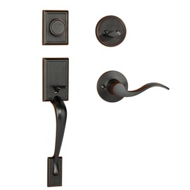 Dynasty Hardware RID-HER-405-12PL Ridgecrest Front Door Dummy Handleset, Aged Oil Rubbed Bronze, with Heritage Lever, Left Hand