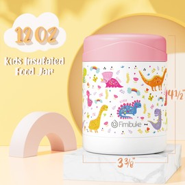 Fimibuke Insulated Kids Food Jar, 2 Pack 12 OZ BPA-FREE Stainless Steel Vacuum Thermos for Hot/Cold Food, Leakproof Snack Container for School Boys Girls Wide Mouth Toddler Lunch Box for Smoothie Soup