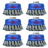 SALI 6 Pack Wire Cup Brush, 3 Inch Twisted Knotted