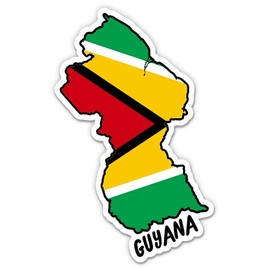 Squiddy Guyana Map with Flag - Vinyl Sticker - 7"