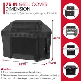 UNICOOK Heavy Duty Waterproof Barbecue Gas Grill Cover, 75-inch XX-Large BBQ Cover, Special Fade Resistant, Durable and Convenient, Fits Grills of Weber Char-Broil Nexgrill Brinkmann and More