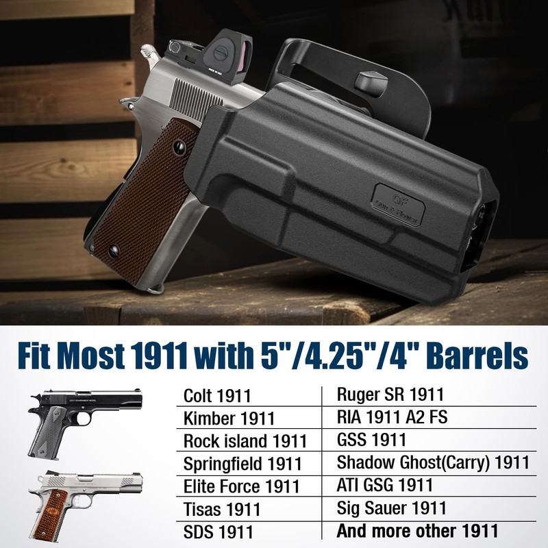 OWB 1911 Holster – Fit Most Non-Rail 1911 Pistol with