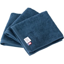 Bloom Imabari Towel Certified Hand Towel Set of 3 Leon Towel Handkerchief, Thick, Large, 12.2 x 13.8 inches (31 x 35 cm), Hotel Specifications, Sun Hawkin Cotton, Made in Japan, 100% Cotton (Sea Blue)
