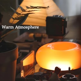 Bofea-Modern Orange Donut Lamp,Plug-in Bedside Lamp Or Plug-in Wall Sconces,Mid Century Modern Decor Wall Mount Lamps,Creative Orange Light for Living Room,Reading Room,Hallway Ambient Lighting