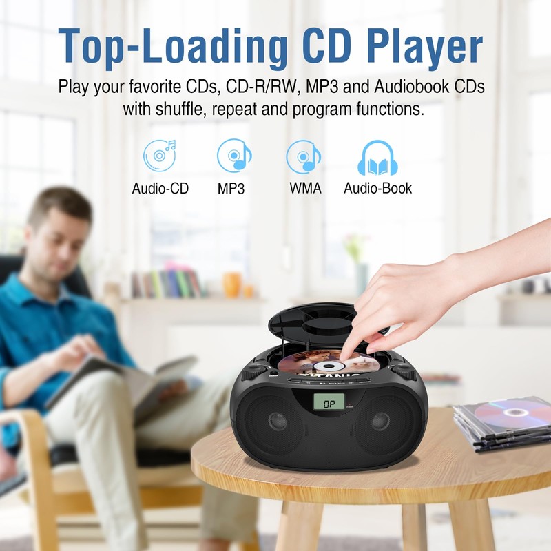 Nextron Portable CD Player Bluetooth Boombox with AM/FM Radio, USB,