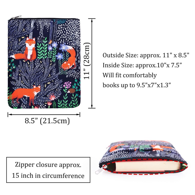 Fox Forest 11" x 8.5" Zip Up Book Protector Gift