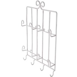 Bard's Wall Mounted Wrought Iron 4 Plate & 4 Saucer Display Hanger, White, 11" W x 18.5" H