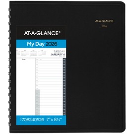 AT-A-GLANCE 2026 Appointment Book Planner, Daily, 7" x 8-3/4", Medium, 24-Hour, Black (708240526)
