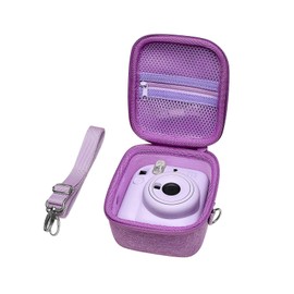 XANAD Mini 12 Tasche für Mini 12 sofortbildkamera mit verstellbarem Rückengurt und Mesh Tasche (lila)
