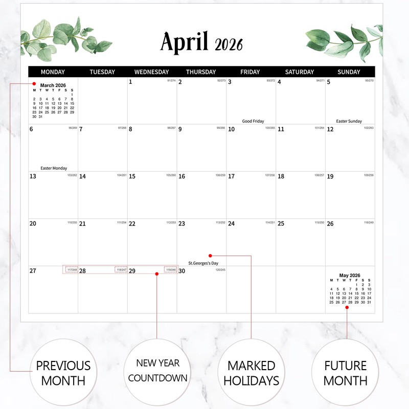 2025/26 Magnetic Calendar for Fridge, Fridge Calendar from Jul 2025