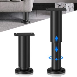TOATELU Pack of 2 Furniture Feet, Height Adjustable: Support Foot, Height Adjustable, Made of Cold-Rolled Steel, Support Foot Bed, Adjustable Bed Foot for Furniture, Sofa, Bed, Bedside Table, Cabinet,