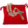 Holy Rosary with Velvet bag, box and with Soil from the Holy Land (St. Benedict Glow in the Dark Rosary)