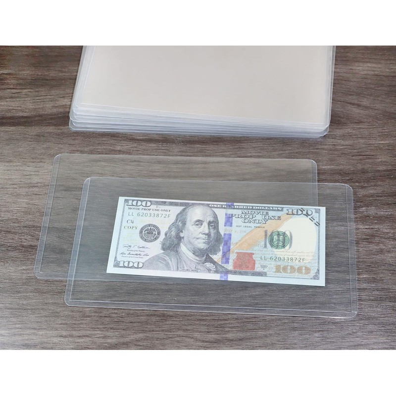 ONLYKXY Clear Plastic Dollar Bill Top-Load Display Protector Holder Sleeves