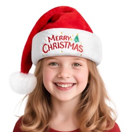 RJVW Santa Hat for Kids & Baby, Unisex Velvet Classic Christmas Claus Hat for New Year Party Xmas