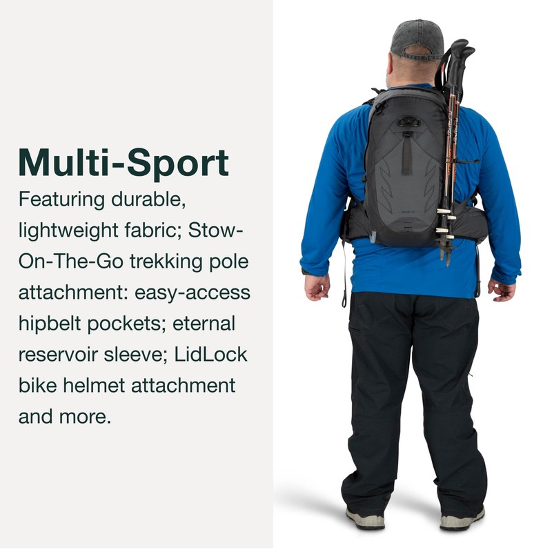 Osprey Talon 22L Men's Hiking Backpack with Hipbelt, Eclipse Grey,