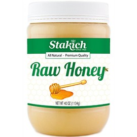 Stakich Raw Honey - Pure, Unprocessed, Unheated, Kosher - 40 Ounce