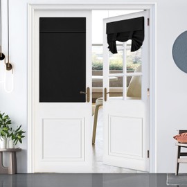 JMSUPNB French Door Curtains, Privacy and Room Darkening Door Curtains for Door Window, 26 X 33 Inch Thermal Insulated Shade Door Window Curtains for Bedroom, 1 Panel, Black