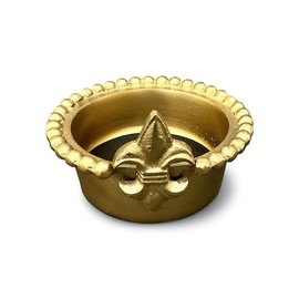 IHI EST. 1986 Fleur de lis - Beaded Edge - 5 x 2.5 Inch Gold Tone Polished Aluminum Wine Bottle Coaster