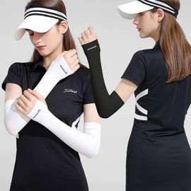 Golf Outdoor UV Protection Cooling Arm Sleeves with Finger Hole Hand Cover Seamless Cool White