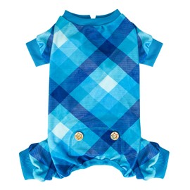 KYEESE Dog Pajamas Checkered Dog Pajamas Small Sized Dog Velvet Dog Onesie Small Dog Pajamas Dog Coat Soft Dog Pajamas for Small Dogs Stretchable Dog Pjs Dog Clothes,Blue, M