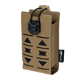 TOPTACPRO Tactical Radio Pouch MOLLE Radio Holster Compatible with 148/152 MPU5 Baofeng Radio Case Bag Walkie Talkies Rifle Mag with Elastic Cord 500D Nylon (Coyote Brown)