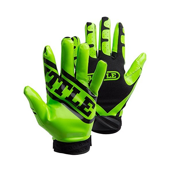 Battle Ultra-Stick Receiver Gloves, Youth Small - Neon Green/Black
