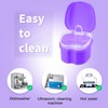 Denture Soaking Cup Dental Retainer Case Cleaning with Strainer Basket,