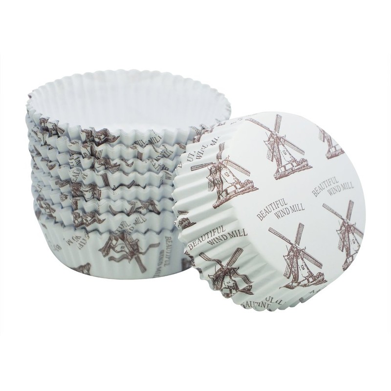 Enlynn Disposable Ruffled Round Shape Non-Stick Paper Baking Cup, Pack