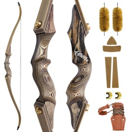 oubert Black Hunter Bow 60 Inch Archery Takedown Recurve Bow 20-60 Lbs Right Hand Hunting Bow with Stringer Tool Wooden Riser Archery Bow Set for Adults Shooting Practice (35LBS)