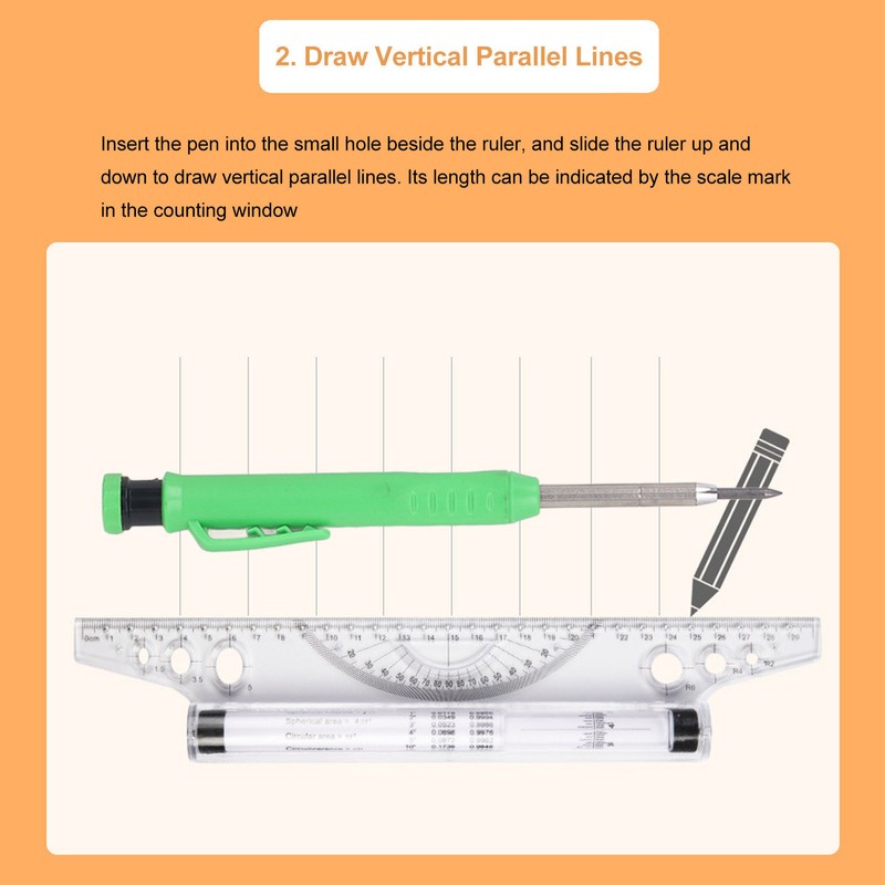 Measuring Rolling Ruler 30cm Various Formulas Horizontal Vertical Parallel Lines