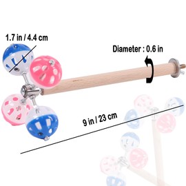 Bird Stand Perch Toy with Rotating Balls,Parakeet Stand Perch Toy for Metal Cage, Fun Toy for Parrots Cockatiels Budgies Budgerigars Parrotlets Lovebirds Ringne.