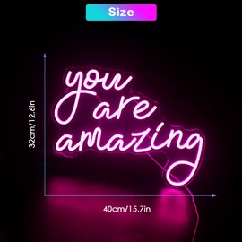 You Are Amazing Neon Sign Pink Usb Word Neon Lights for Wall Decor Led Letter Light Up Sign for Bedroom Classroom Home Bar Man Cave Party Birthay Wedding Gifts