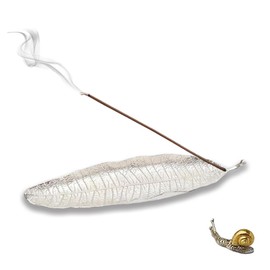 TUMETINSS Incense Stand, Incense Holder, Buddhist Altar Plate, Multi-functional, Tea Ceremony, Study Room, Coffee House (Tree Leaf Type) (With Snail) (Silver)(Large)