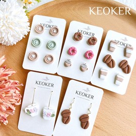 KEOKER Polymer Clay Earrings Cutters, Afternoon Tea Clay Cutters, Cofffee Polymer Clay Cutters for Polyme Clay Jewelry Making (studs clay cutters)