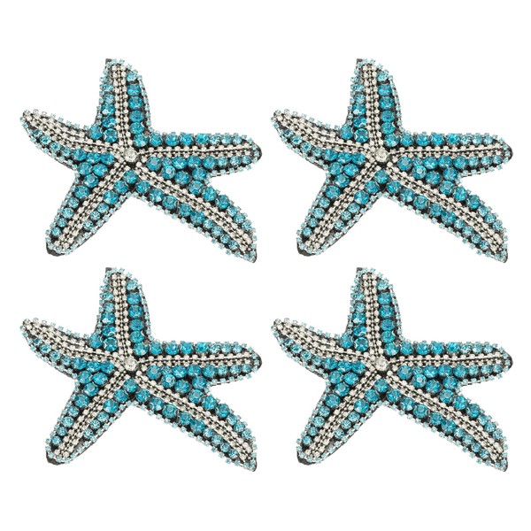 PATIKIL 4 Pcs Starfish Rhinestone Beaded Patch, Starfish Sequin Applique