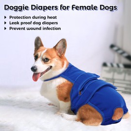 QBLEEV Female Dog Diapers with Adjustable Suspenders – Washable Sanitary Panties for Dogs in Heat or Incontinence, Escape-Proof Reusable Pet Period Underwear Onesie for Small to Large Breeds